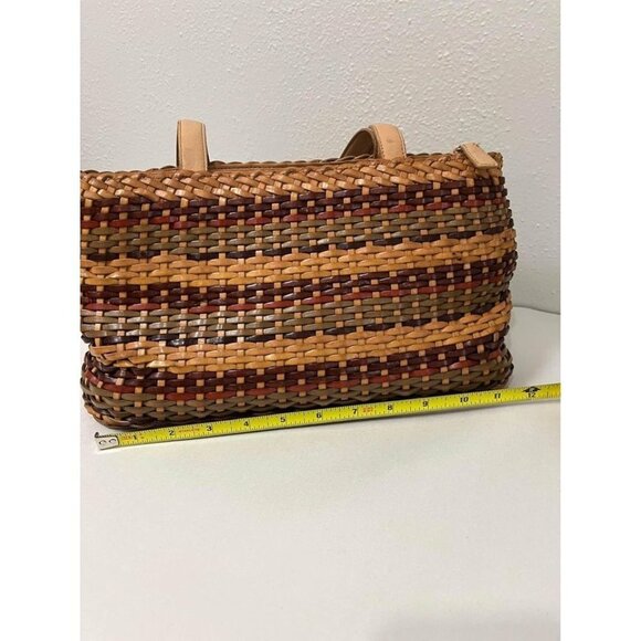 Vintage Fossil leather basket weave shoulder bag medium size - Picture 8 of 10